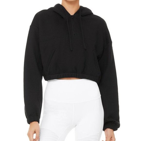 ALO Yoga Tops - ALO Yoga Stadium Half Zip Hoodie Black